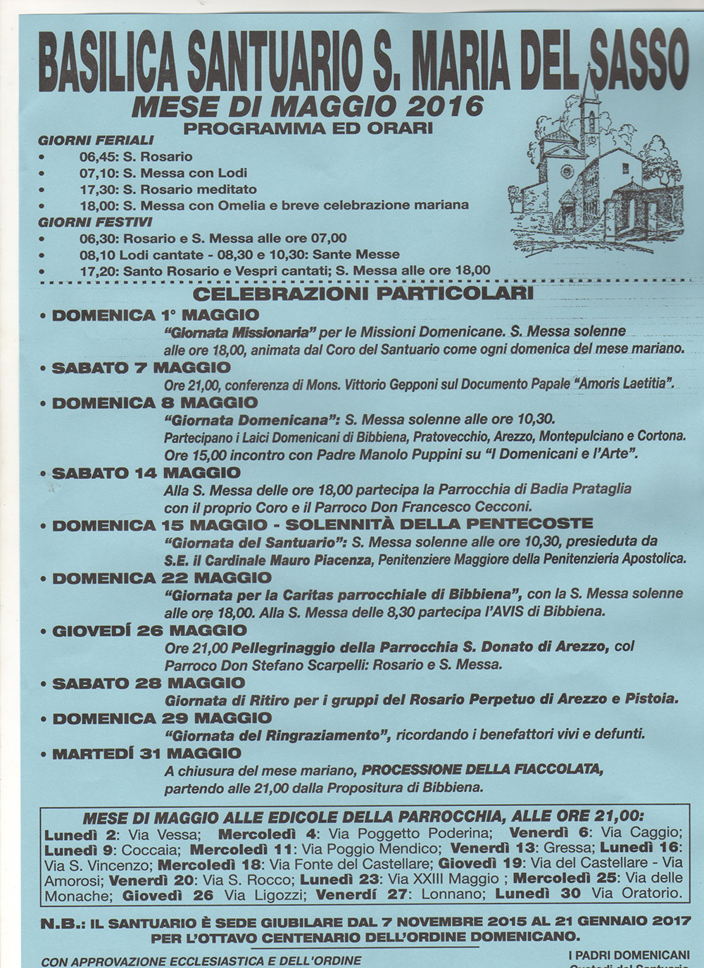 bibbiena programma mese maggio