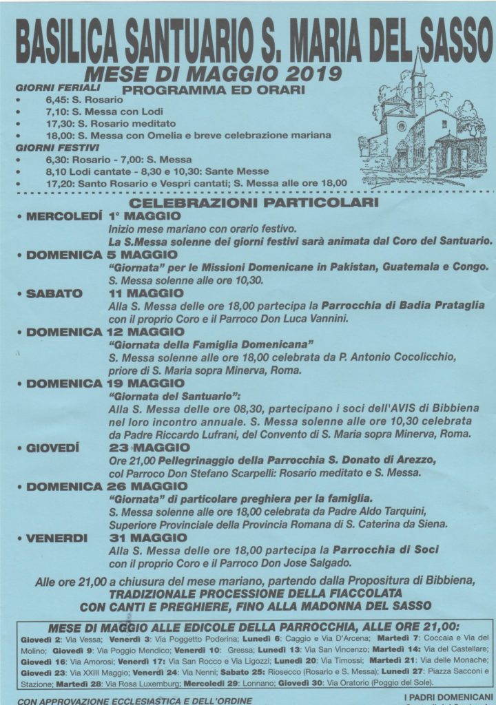 CELEBRAZIONI: 1-31/5, Bibbiena