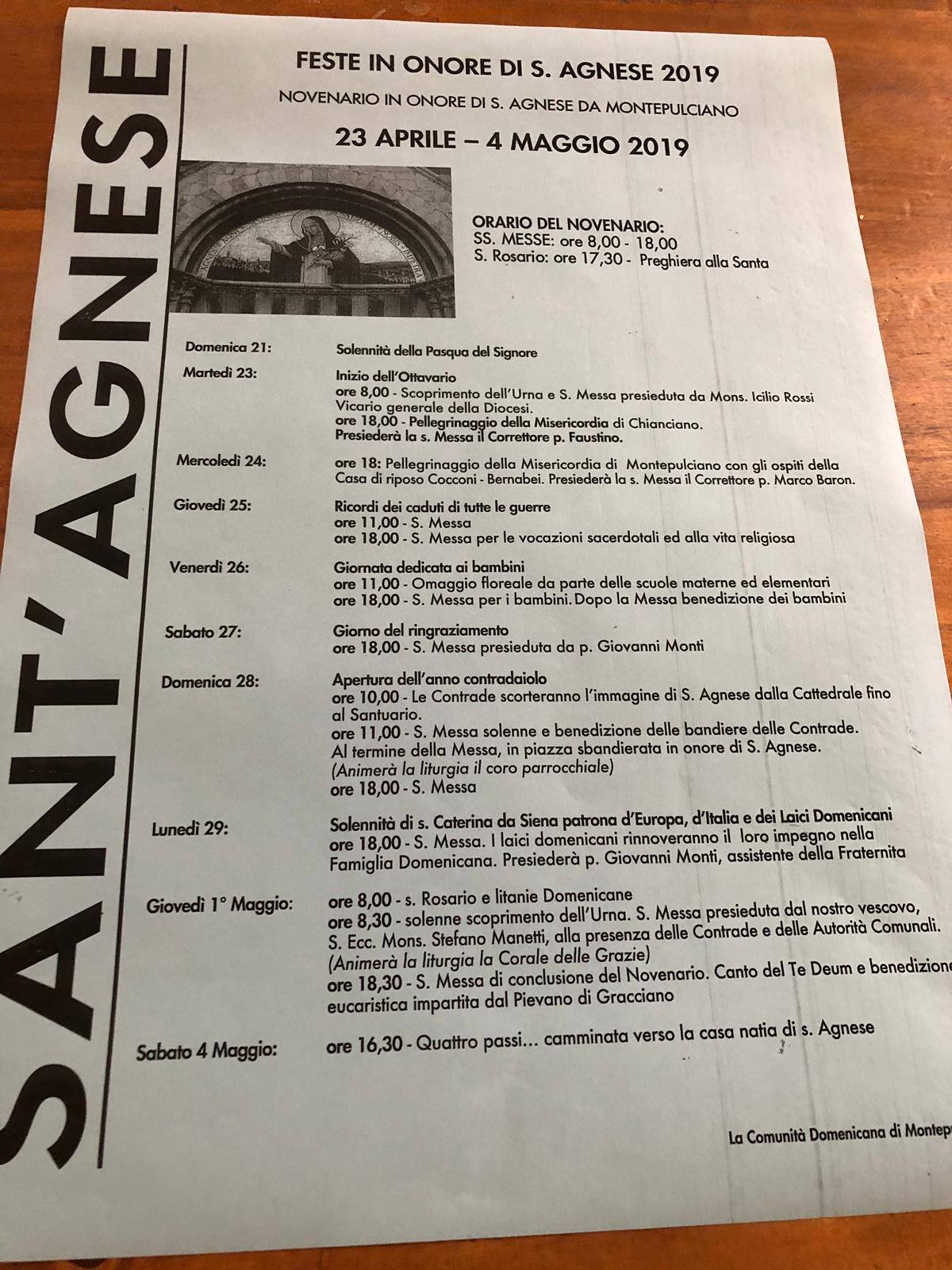 S. AGNESE: 23/4-4/5, Montep.
