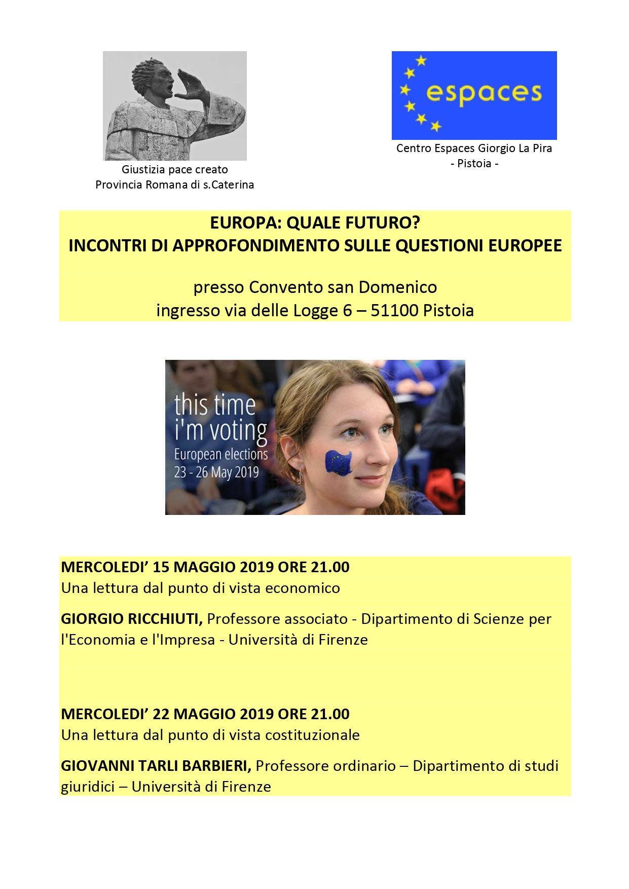 CONFERENZA: 15,22/5, Pistoia